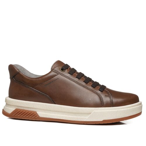 Tênis Casual Pegada Masculino em Couro Pinhão 112751-02