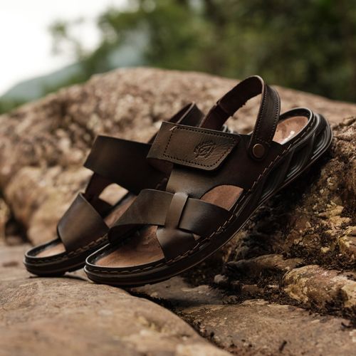 Sandália Pegada Masculino em Couro Cravo 134107-02