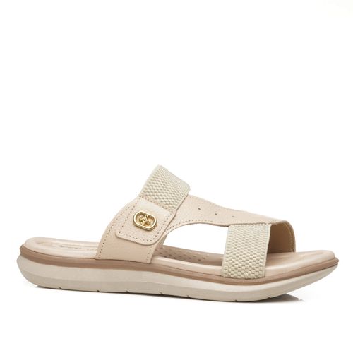 Chinelo Pegada Feminino em Couro Off White 232840-02
