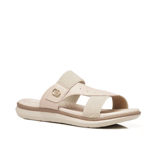 Chinelo Pegada Feminino em Couro Off White 232840-02