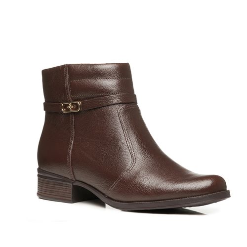 Bota Pegada Feminina em Couro Pinhão Cano Curto 282014-01