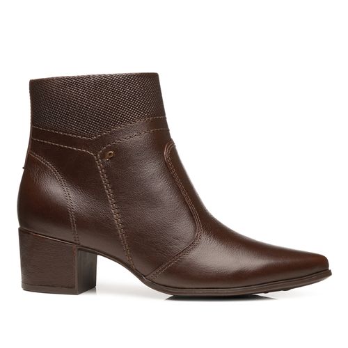 Bota Pegada Feminina em Couro Pinhão Cano Curto 280906-04