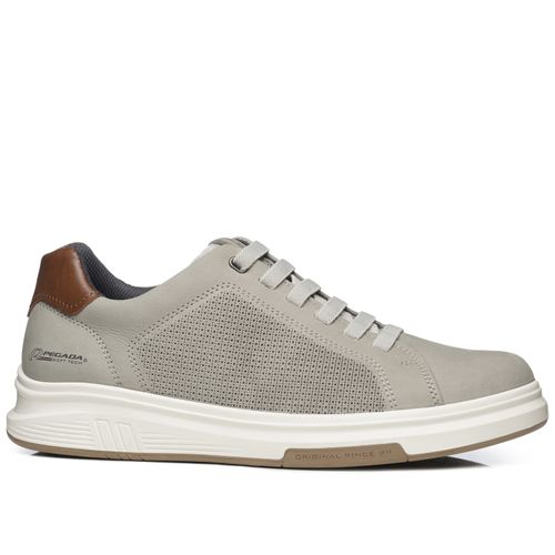 Tênis Casual Pegada Masculino em Couro Silver 112301-01