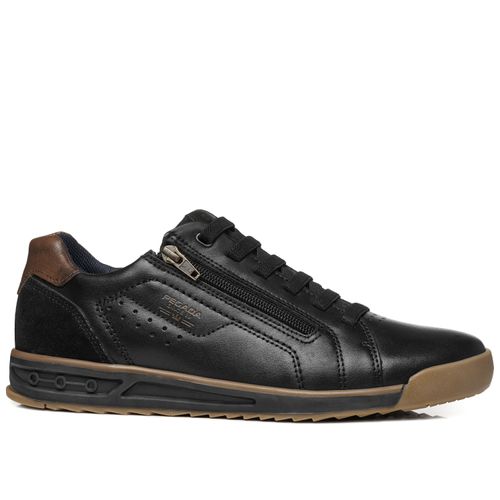 Sapatênis Pegada Masculino em Couro Preto 112503-04