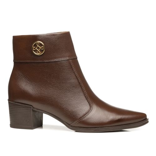 Bota Pegada Feminina em Couro Pinhão Cano Curto 280512-04