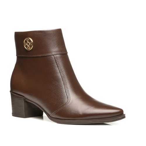 Bota Pegada Feminina em Couro Pinhão Cano Curto 280512-04
