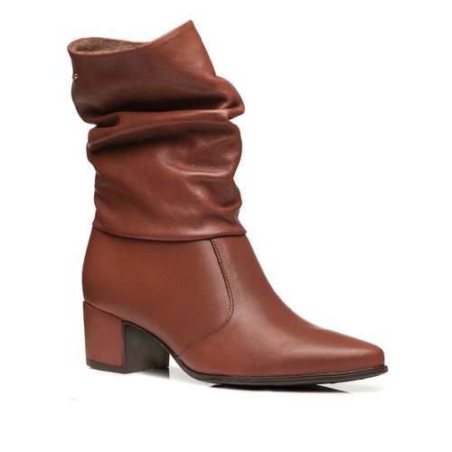 Bota Pegada Feminina em Couro Telha Cano Médio Slouch 280901-03