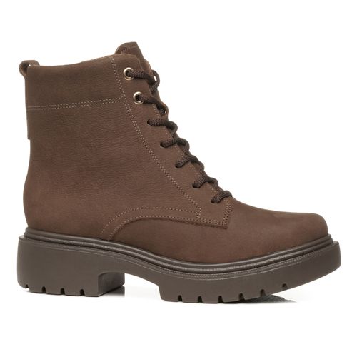 Coturno Pegada Feminino em Couro Castanho Cano Curto 282412-05