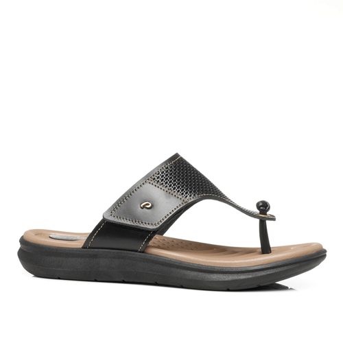 Chinelo Pegada Feminino em Couro Preto 232821-06