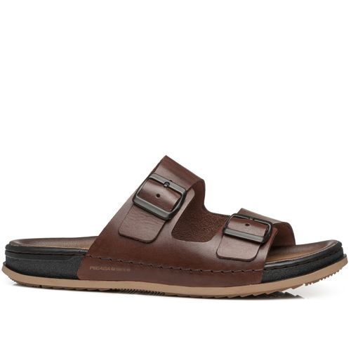 Chinelo Pegada Masculino em Couro Pinhão 134851-01