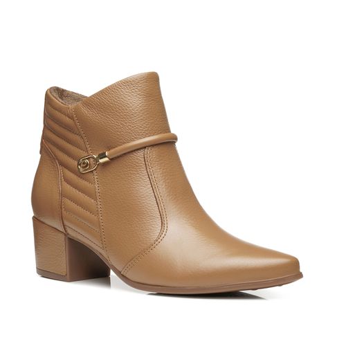 Bota Pegada Feminina em Couro Caramelo Cano Curto 280905-02