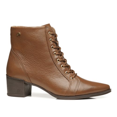 Bota Pegada Feminina em Couro Pinhão Cano Curto 280503-10