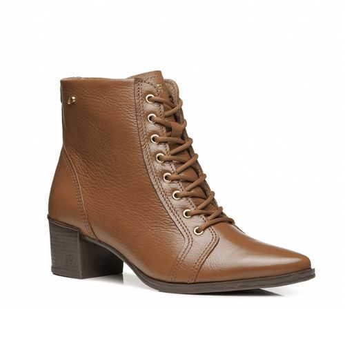 Bota Pegada Feminina em Couro Pinhão Cano Curto 280503-10
