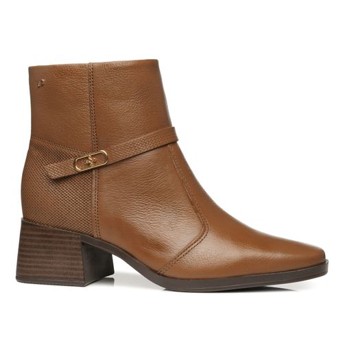 Bota Pegada Feminina em Couro Pinhão Cano Curto 282355-01