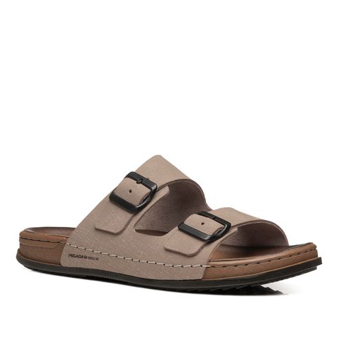 Chinelo Pegada Masculino em Couro Areia 134851-04
