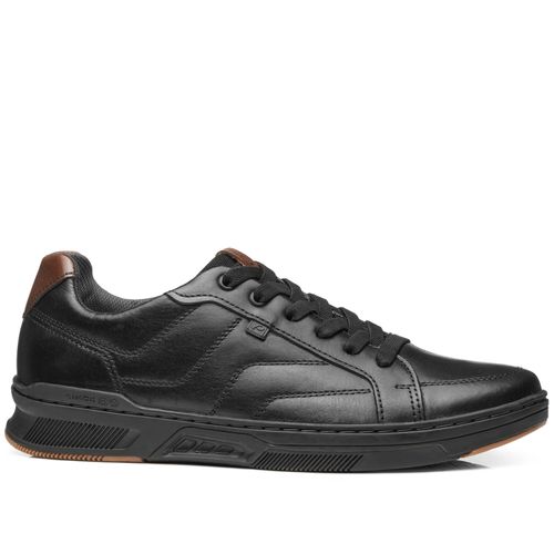 Sapatênis Pegada Masculino em Couro Preto 110607-06