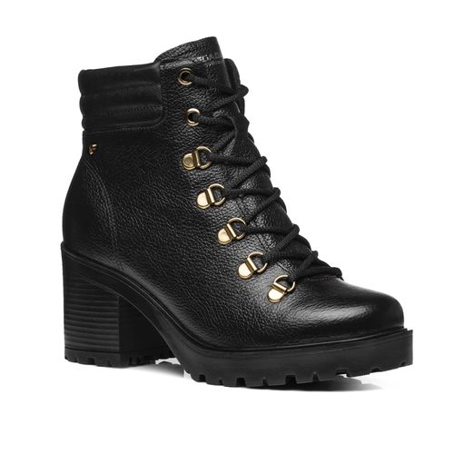 Coturno Pegada Feminino em Couro Preto Cano Curto 282601-02