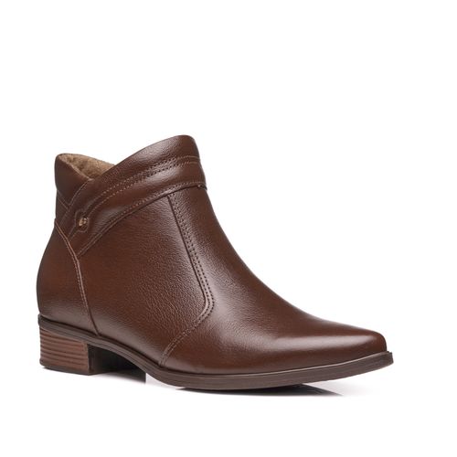 Bota Pegada Feminina em Couro Pinhão Cano Curto 282504-02