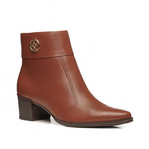Bota Pegada Feminina em Couro Telha Cano Curto 280512-03