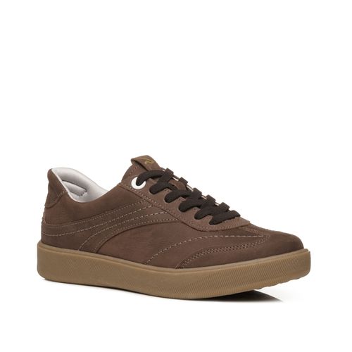 Tênis Casual Pegada Feminino em Couro Castanho 210802-11