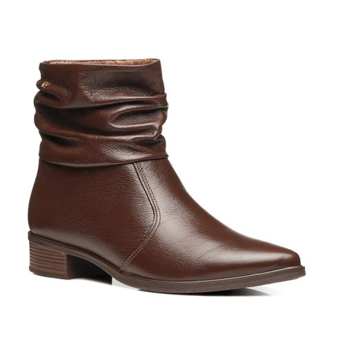 Bota Pegada Feminina em Couro Pinhão Cano Curto Slouch 282501-02