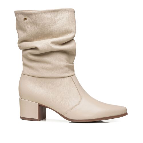 Bota Pegada Feminina em Couro Off White Cano Médio Slouch 280901-08