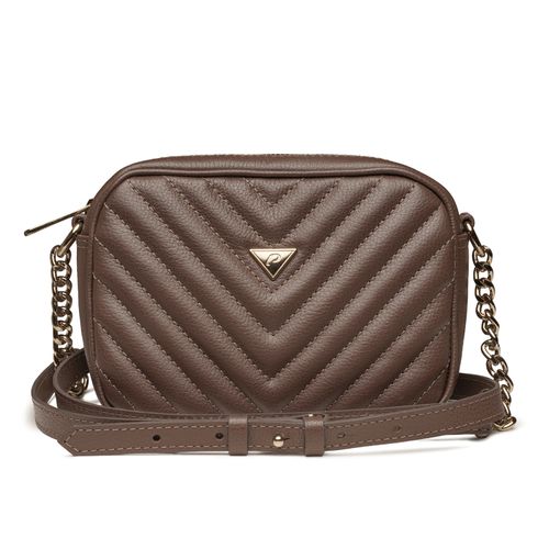 Bolsa Pegada Feminina Tiracolo em Couro Pinhão BO210002-10