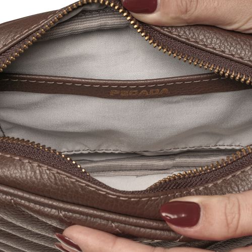 Bolsa Pegada Feminina Tiracolo em Couro Pinhão BO210002-10