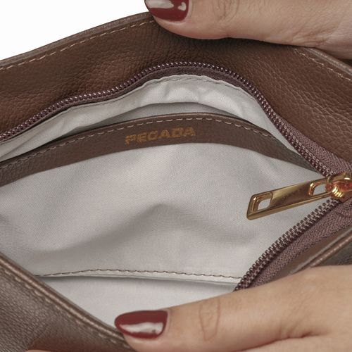 Bolsa Pegada Feminina Tiracolo em Couro Pinhão BO210015-02