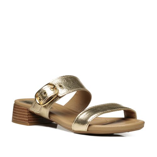 Tamanco Pegada Feminino em Couro Ouro 234606-01