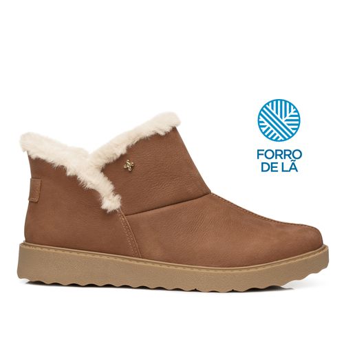 Bota Pegada Feminina em Couro Camel Cano Curto 281191-02