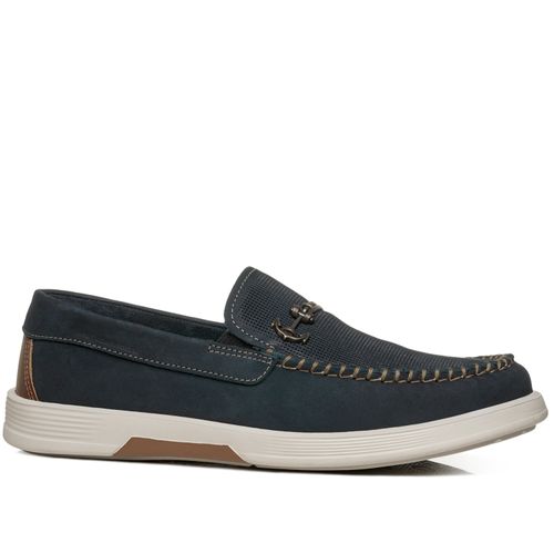 Mocassim Pegada Masculino em Couro Marinho 142305-07