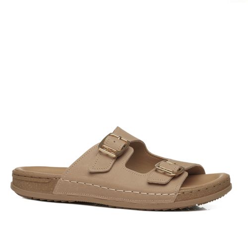 Chinelo Pegada Feminino em Couro Castor 232403-06