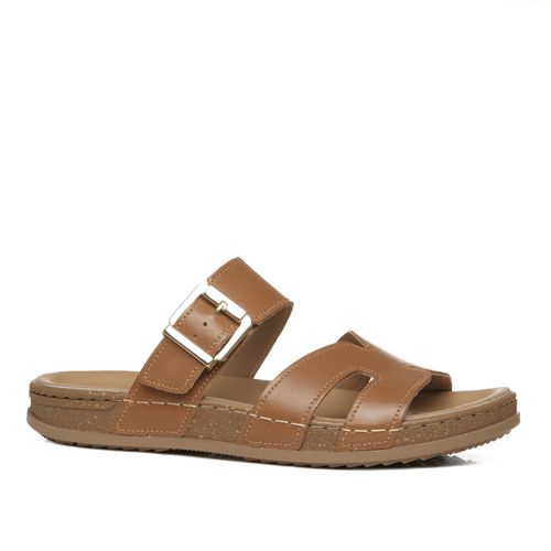 Chinelo Pegada Feminino em Couro Camel 232405-06
