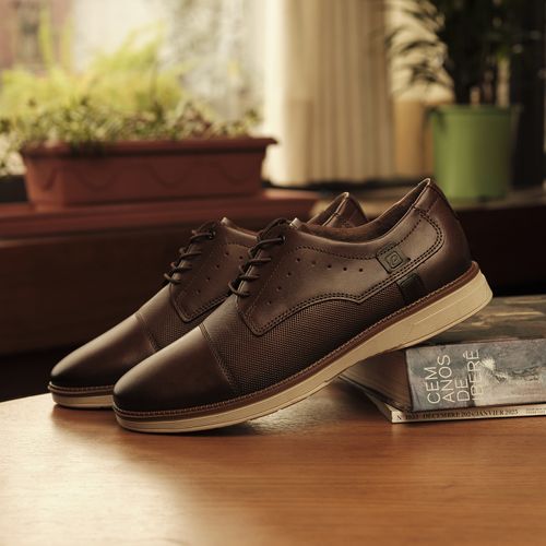 Sapato Casual Pegada Masculino em Couro Pinhão 126709-03