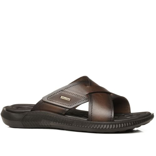 Chinelo Pegada Masculino em Couro Pinhão 133160-01