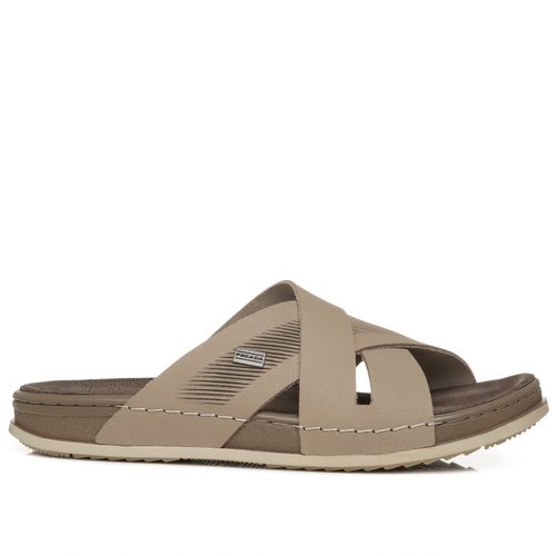 Chinelo Pegada Masculino em Couro Areia 134803-04