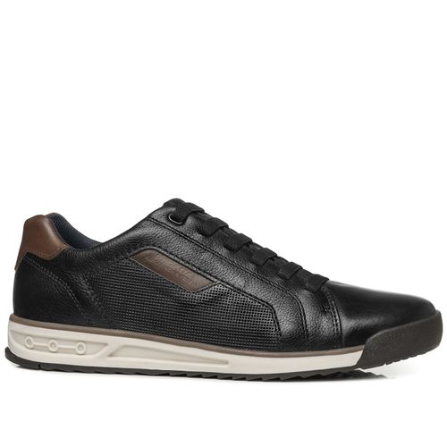 Sapatênis Pegada Masculino em Couro Preto 112502-06