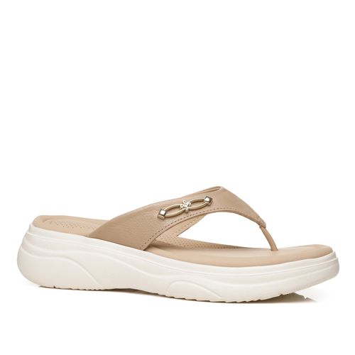 Chinelo Pegada Feminino em Couro Areia 233004-03