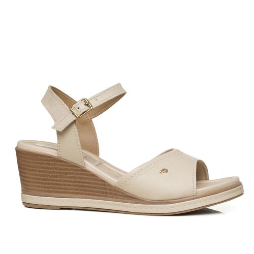 Sandália Pegada Feminina em Couro Off White 233952-05