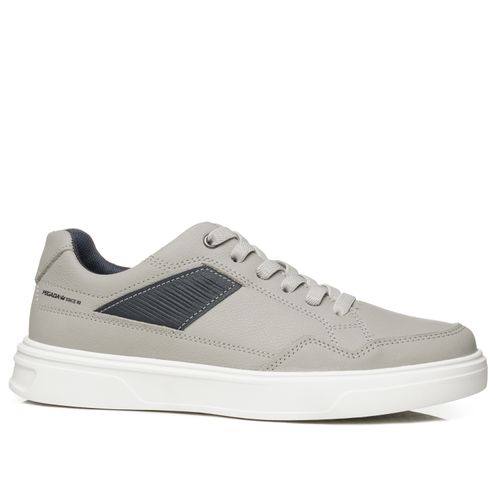 Tênis Casual Pegada Masculino em Couro Silver 112902-07