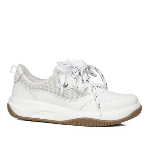 Tênis Pegada Feminino em Couro Branco 213202-02