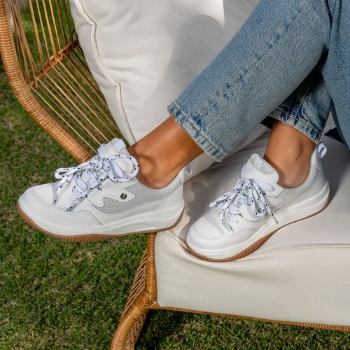 Tênis Pegada Feminino em Couro Branco 213202-02