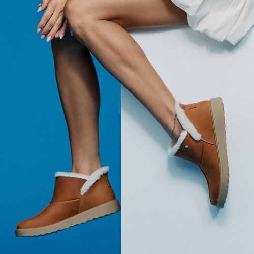 Bota Pegada Feminina em Couro Camel Cano Curto 281191-02