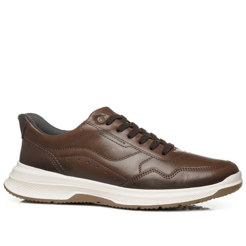 Sapatênis Pegada Masculino em Couro Pinhão 114351-02
