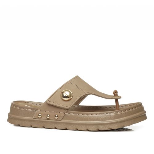 Chinelo Pegada Feminino em Couro Castor 234702-07