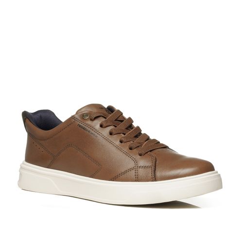 Tênis Casual Pegada Masculino em Couro Pinhão 112951-03