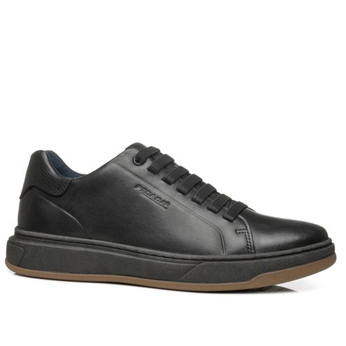 Tênis Casual Pegada Masculino em Couro Preto 111702-11