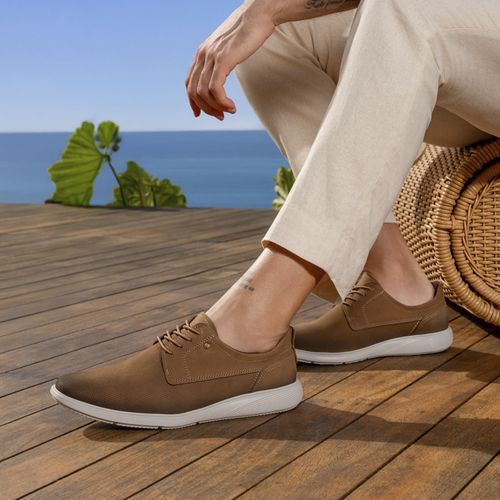 Sapato Casual Pegada Masculino em Couro Mascavo 122401-04