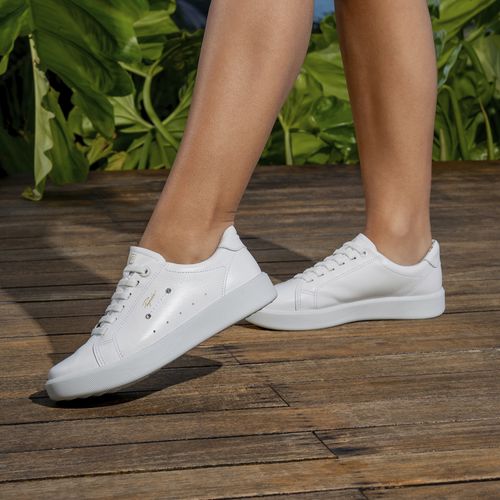 Tênis Pegada Feminino em Couro Branco 210805-01